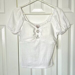 White Crop Top with Key Hole Design L NWT